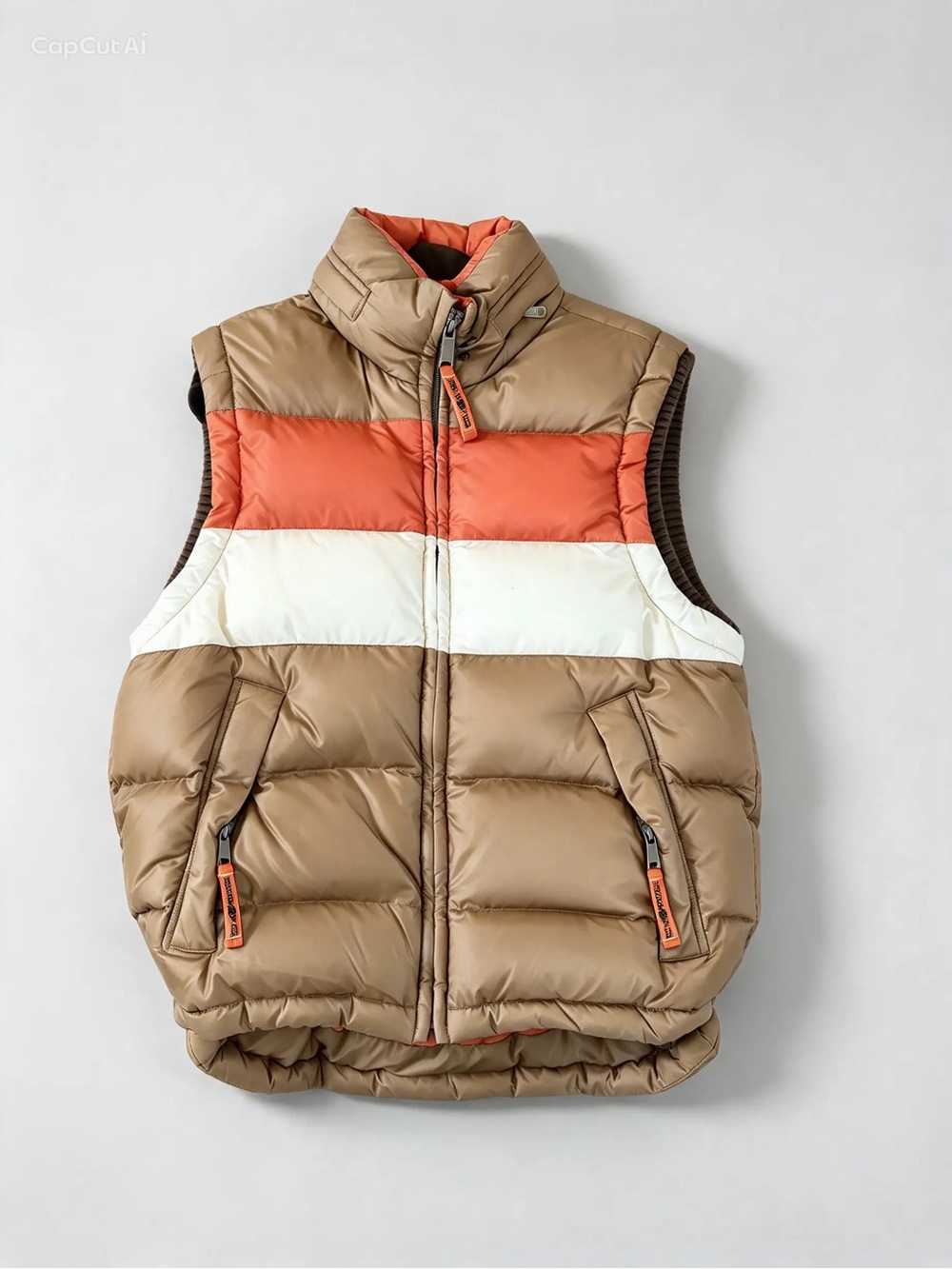 Vintage Y2K Energie Sixty SPA Duck Down Puffer Vest Brown Orange Large